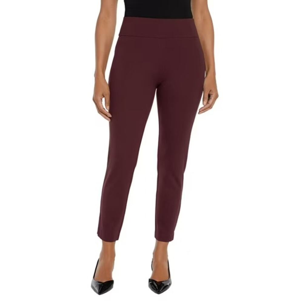 Express Ponte Pants Stretch Slim High Rise Burgundy Women XXL Career Pull On